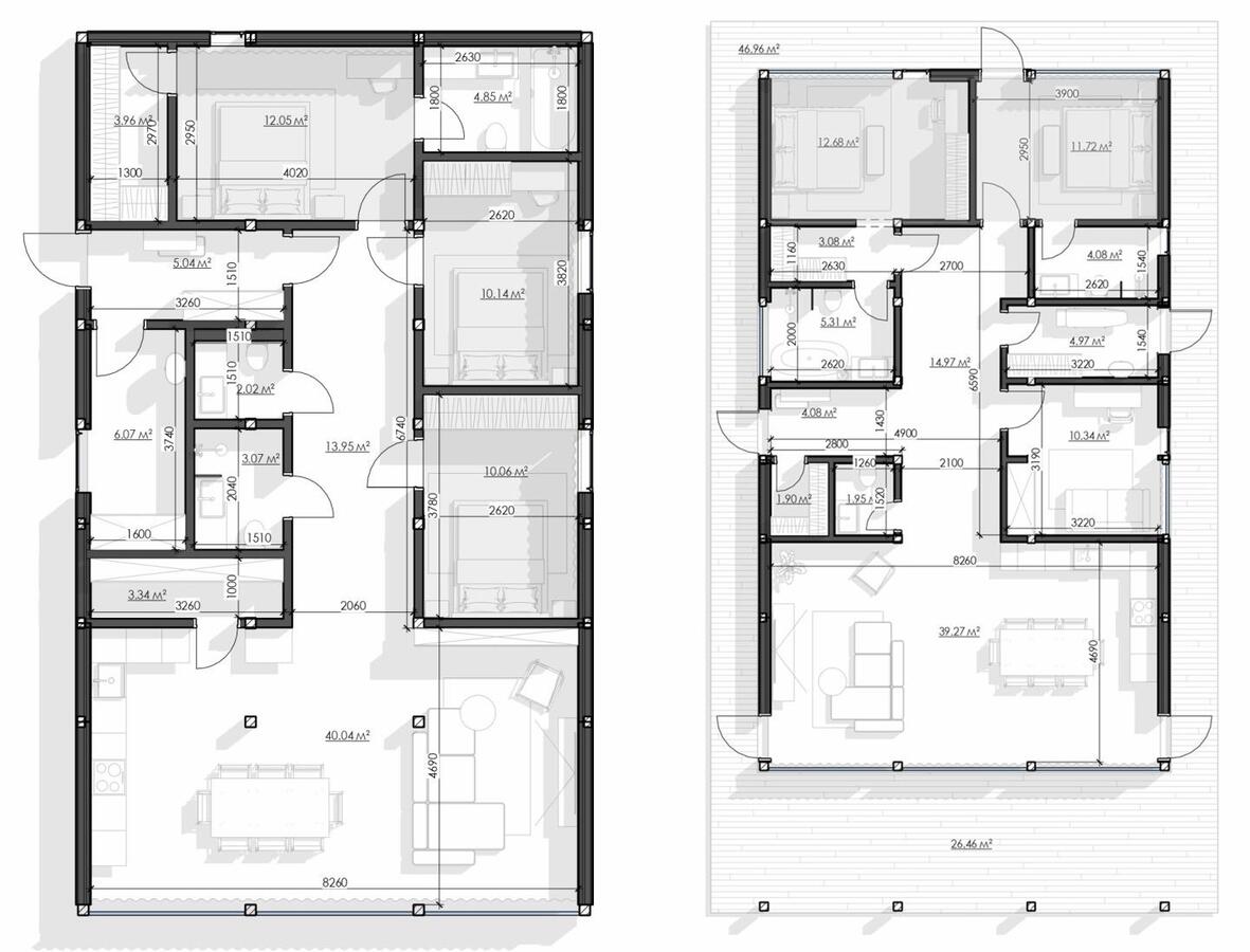Grand floor plan — 129 m², 4 rooms