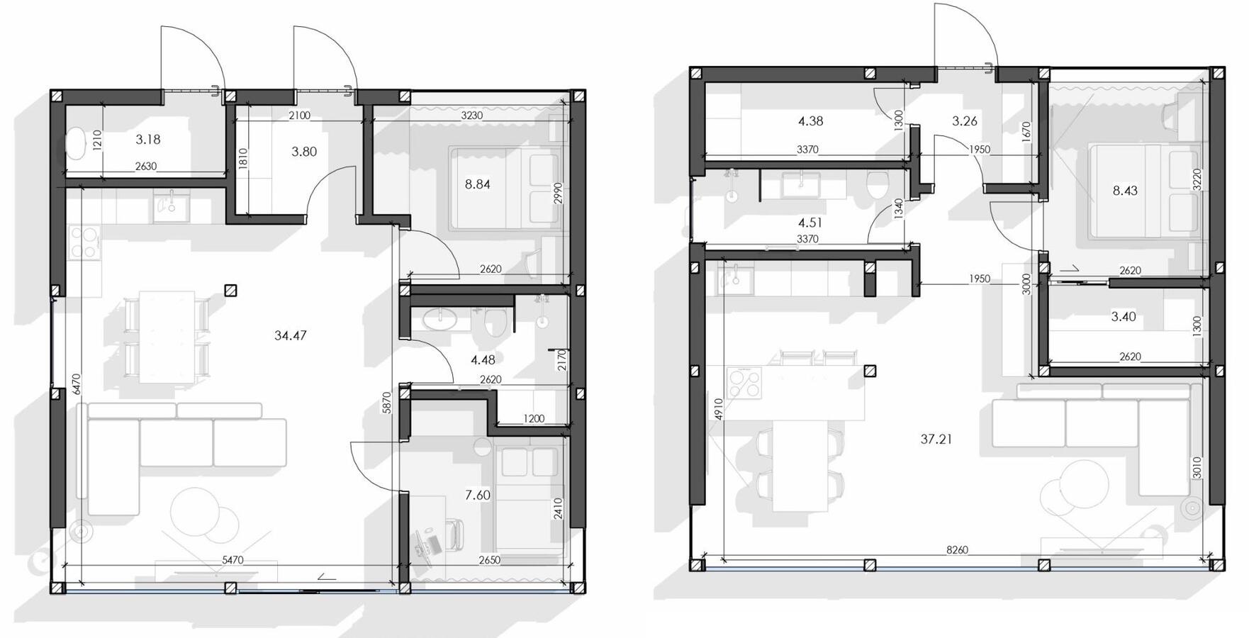 Heritage floor plan — 64 m², 3 rooms