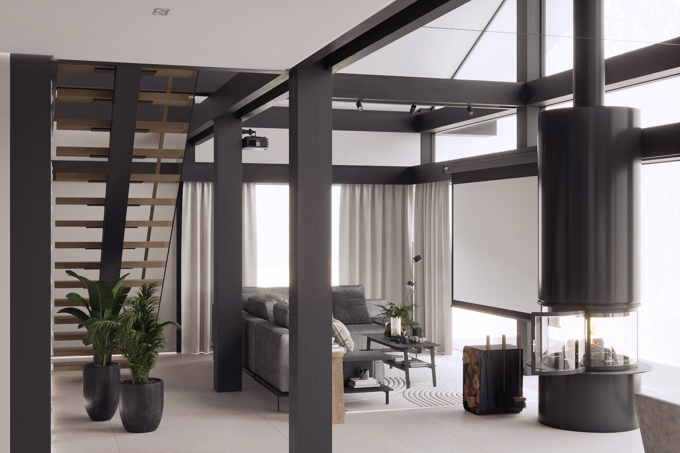 Interior view 1 of a NordTex timber house.