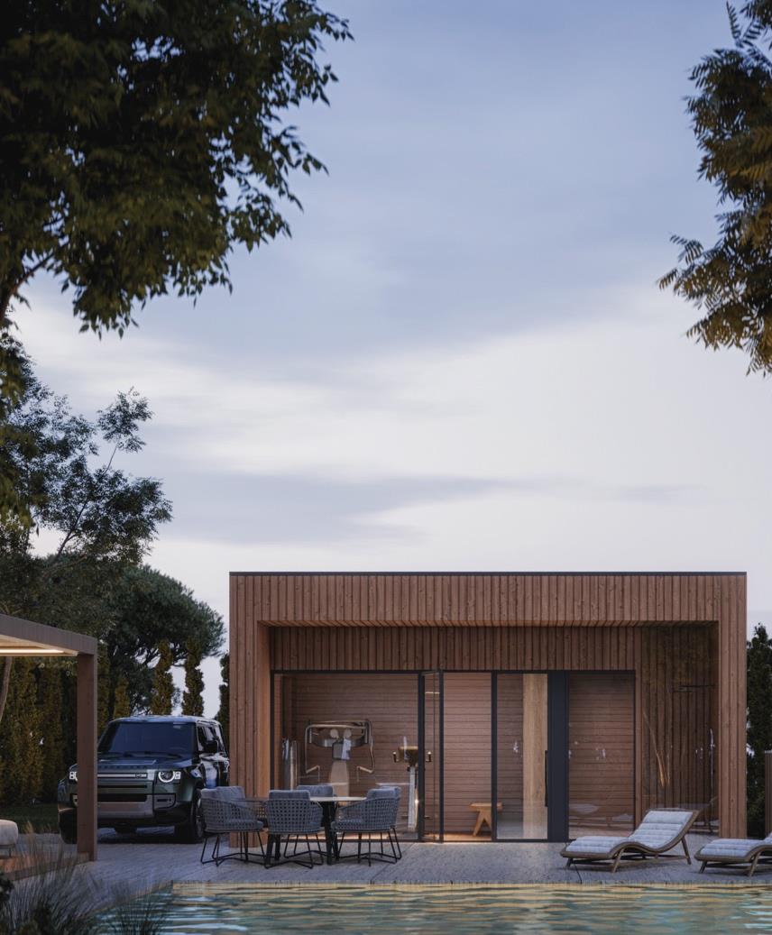Mini Marbella — exterior next to pool with vehicle in view.