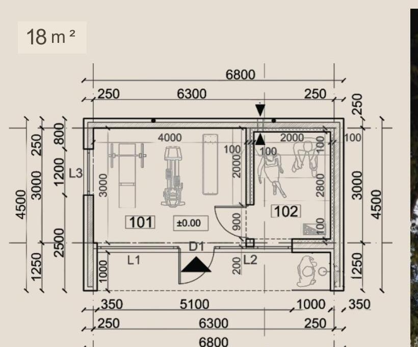 Mini Marbella floor plan — 18 m²