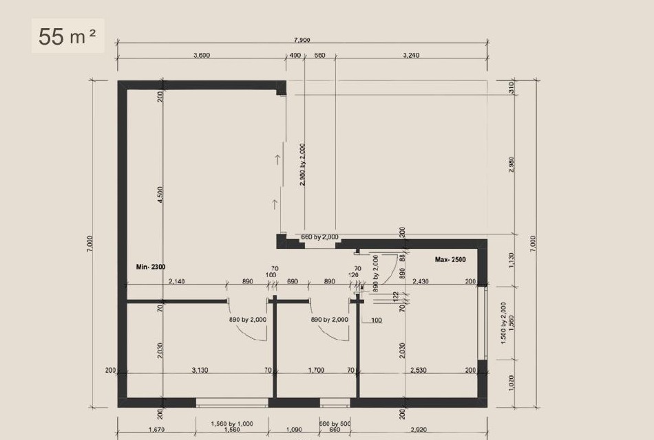 San Pedro floor plan — 55 m²