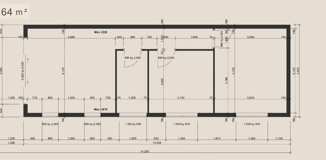 Kika Maxi floor plan — 64 m²