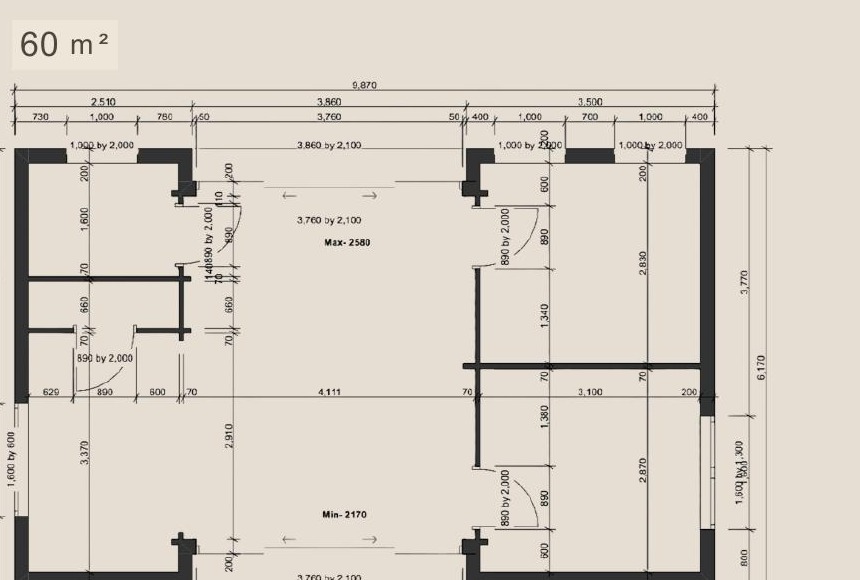 Estepona floor plan — 60 m², 2 bedrooms