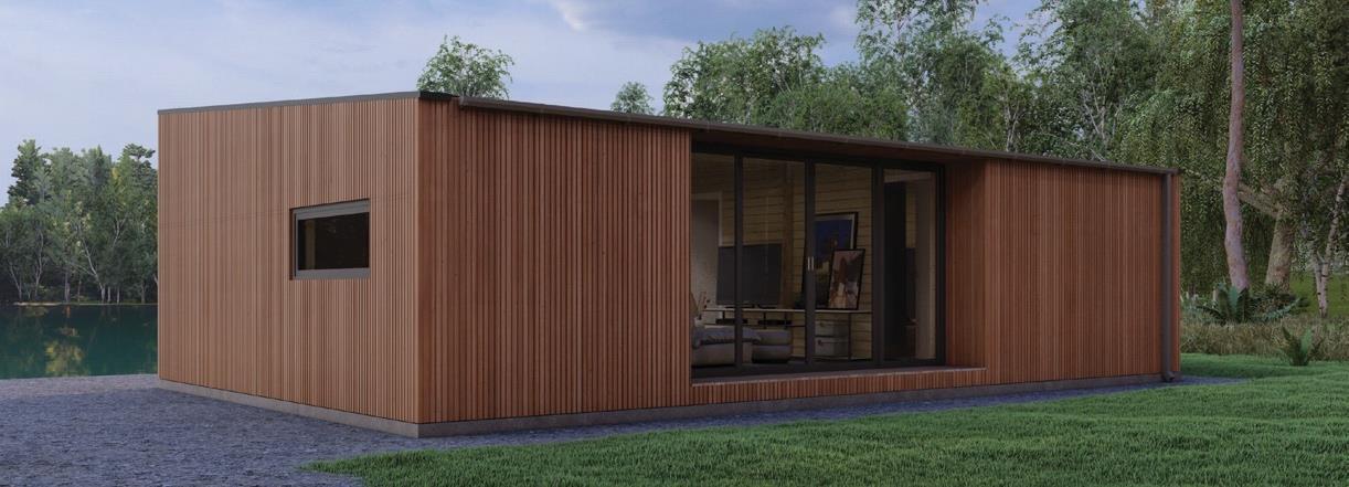 Estepona Thermowood Edition — side elevation by the lake.