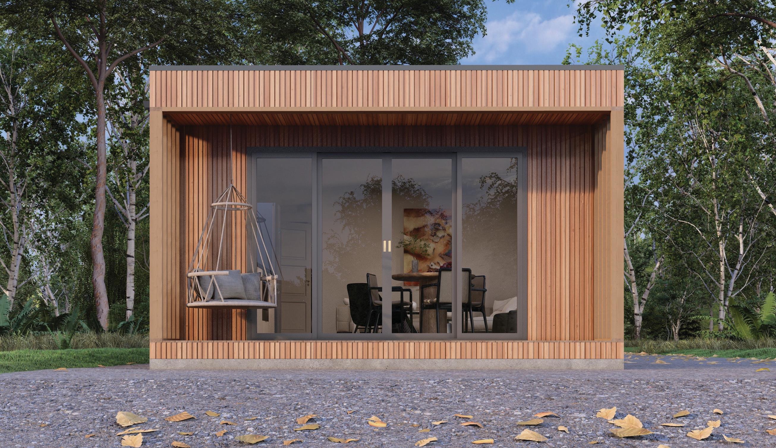 Kika Midi Thermowood Edition — pavilion with hanging chair.