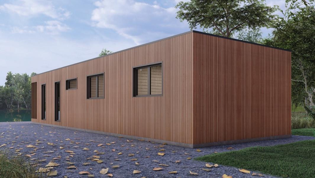 Kika Maxi interior — living and kitchen with garden view.