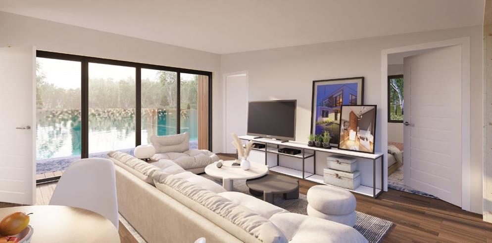 Estepona White Edition — side elevation by the lake.