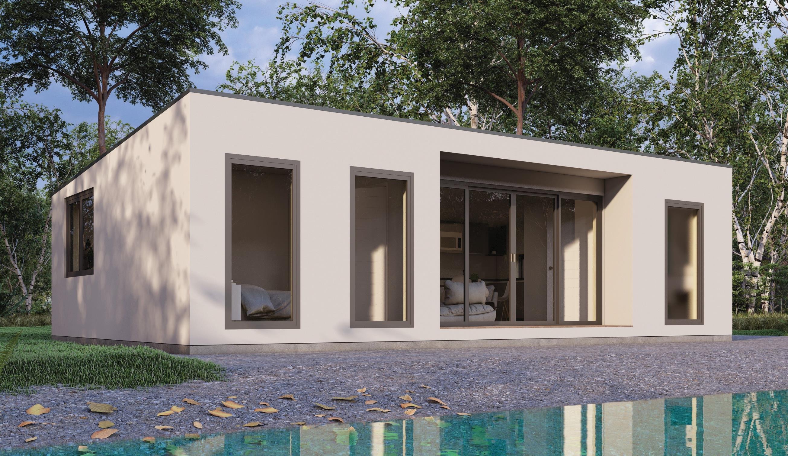 Estepona White Edition — rendered facade beside the pool.