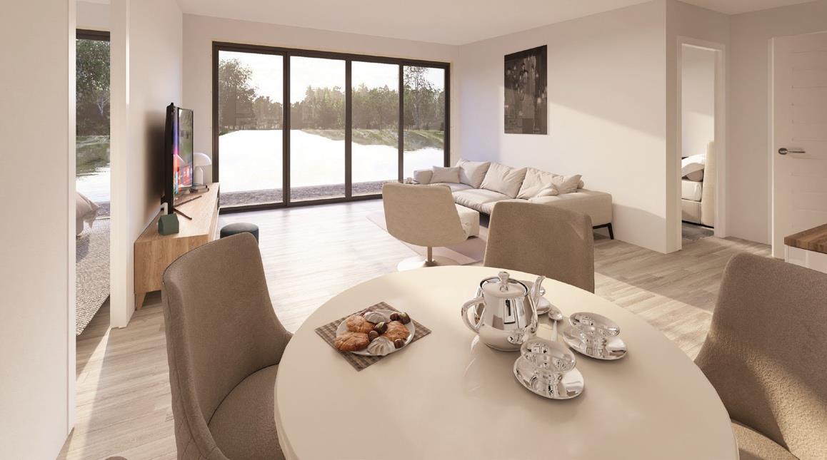 White Edition interior — open dining and kitchen area.